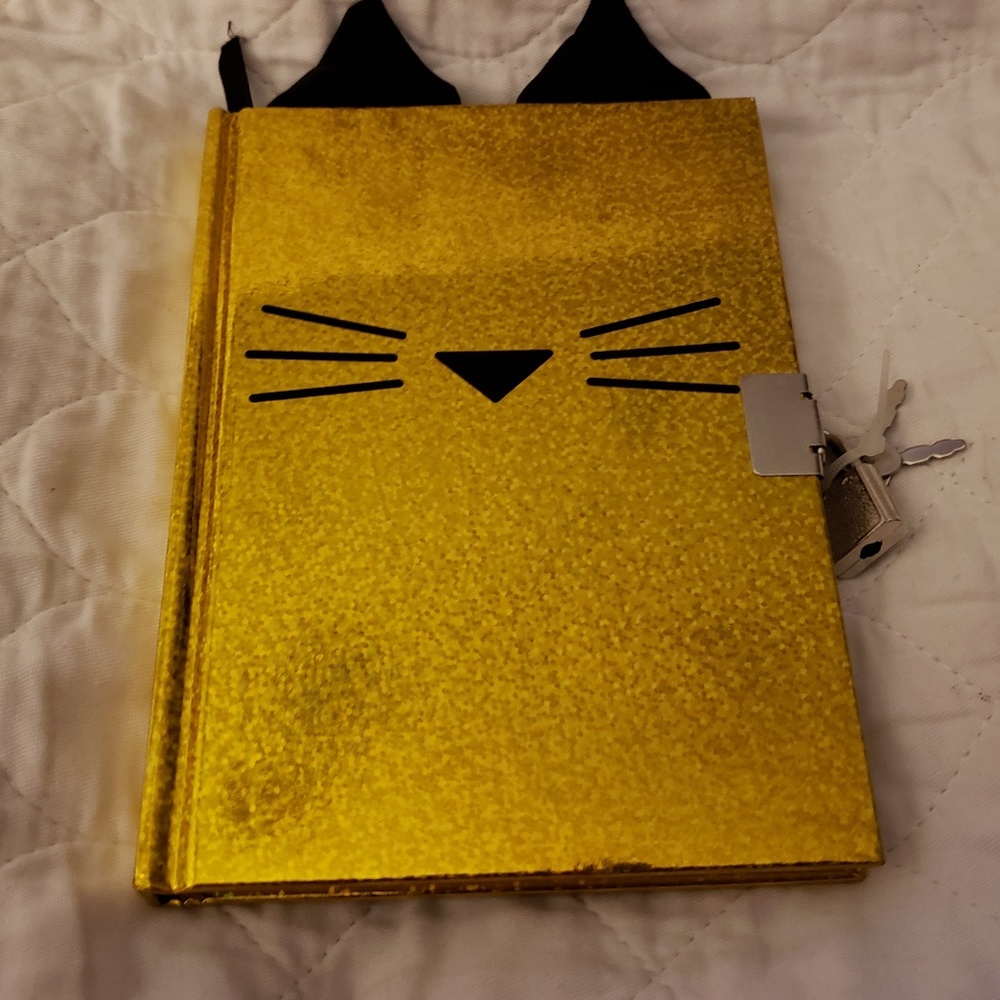 Gold shimmering lined page journal with lock/key.
